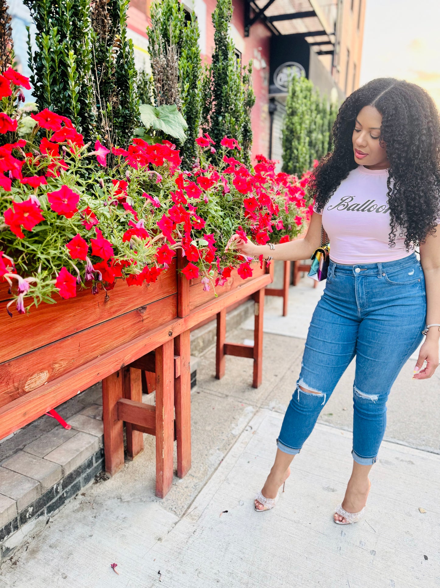 The Faction Pink ‘Balloons’ cropped T Shirt