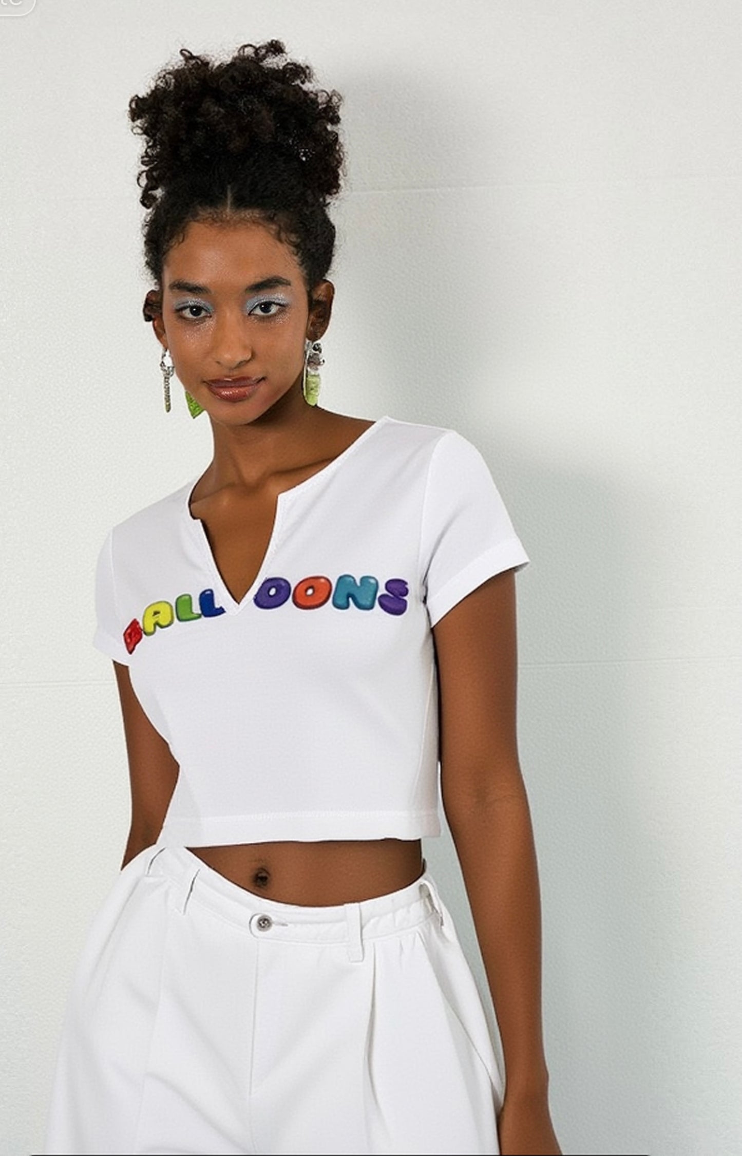The Faction V Neck Balloons Crop Top