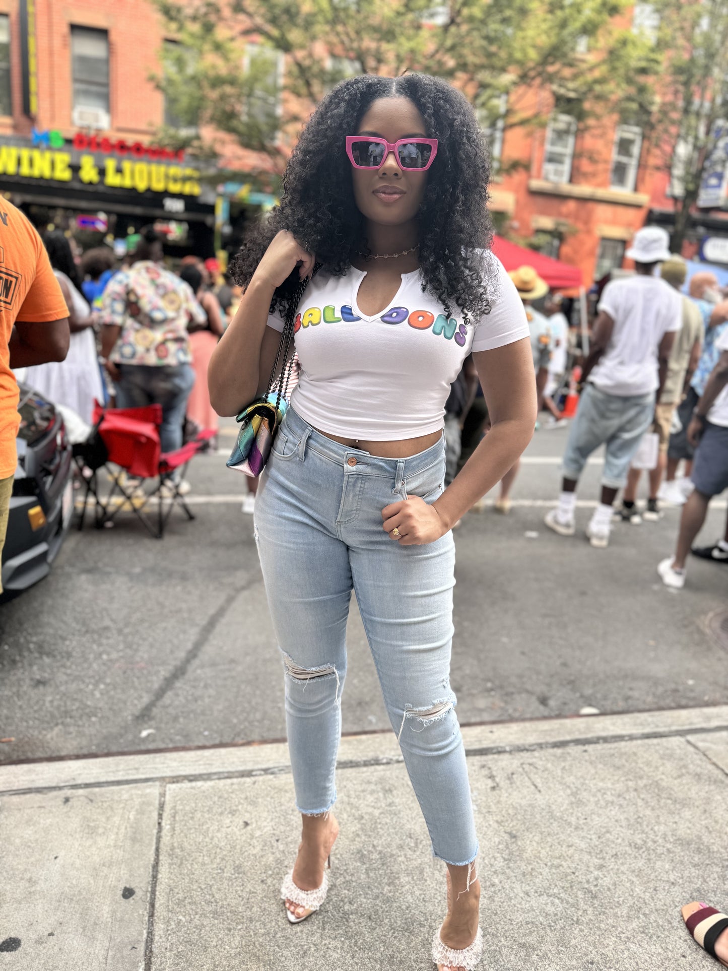 The Faction V Neck Balloons Crop Top