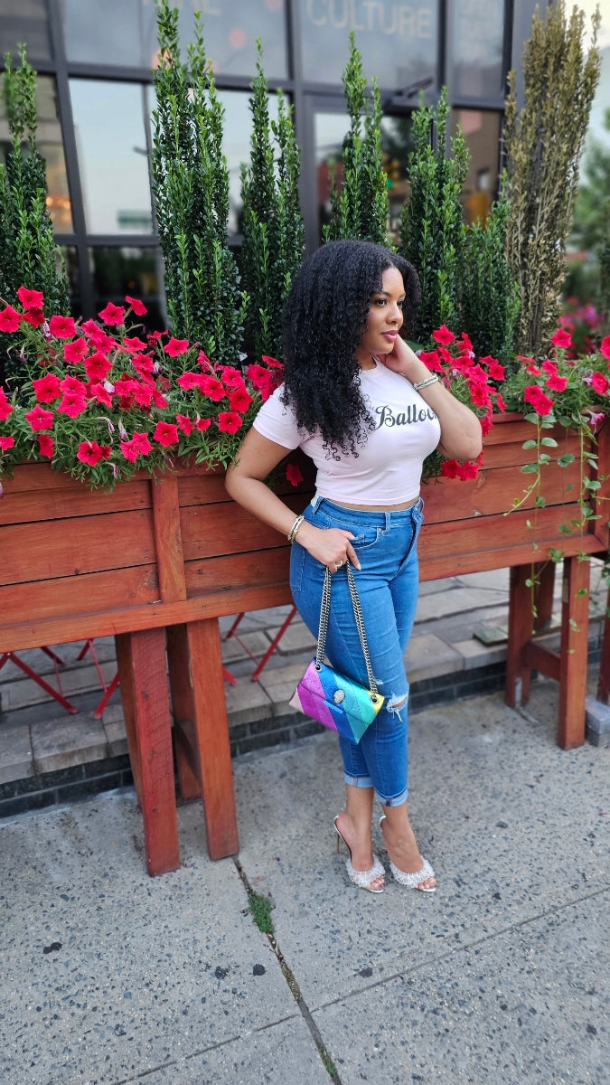 The Faction Pink 'Balloons' cropped T Shirt – The Faction NYC
